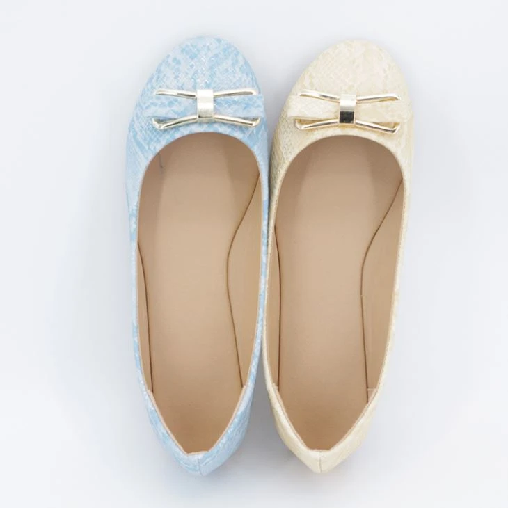 Ladies Flat Yellow Blue Shoes