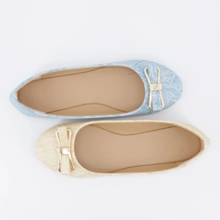 Ladies Flat Yellow Blue Shoes