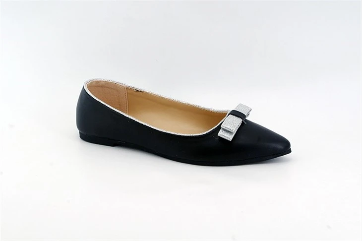 Women Flat Pu Upper And Glitter Bowknot Ballerinas